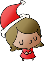 hand drawn christmas gradient cartoon of kawaii girl png