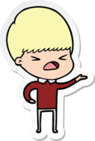 sticker of a cartoon stressed man png