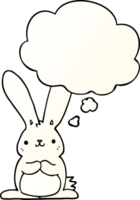 cartoon rabbit with thought bubble in smooth gradient style png