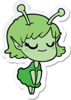 sticker of a smiling alien girl cartoon png