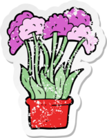 adesivo retrô angustiado de flores de desenho animado em pote png