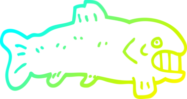 cold gradient line drawing of a cartoon large fish png