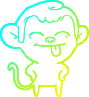 cold gradient line drawing of a funny cartoon monkey png