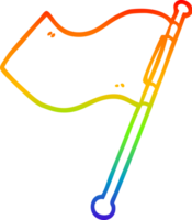 rainbow gradient line drawing of a cartoon red flag png