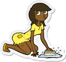 sticker of a cartoon cinderella scrubbing floors png