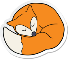 sticker of a cartoon sleeping fox png