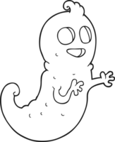 drawn black and white cartoon ghost png