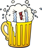 cartoon mug of beer crying png