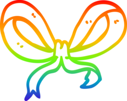 rainbow gradient line drawing of a cartoon red bow png