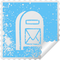 distressed square peeling sticker symbol of a mail box png