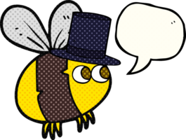 tiré bande dessinée livre discours bulle dessin animé abeille Haut chapeau png