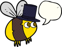 dibujado cómic libro habla burbuja dibujos animados abeja parte superior sombrero png