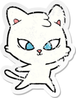 distressed sticker of a cute cartoon cat png