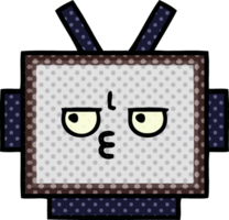 comic book style cartoon of a robot head png