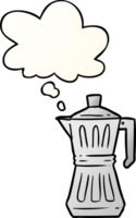 cartoon espresso maker with thought bubble in smooth gradient style png