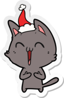 Lycklig hand dragen klistermärke tecknad serie av en katt bär santa hatt png