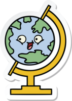 autocollant d'un joli globe de dessin animé du monde png