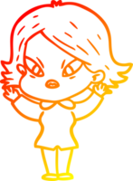 warm gradient line drawing of a cartoon stressed woman png