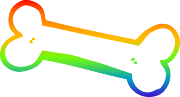 rainbow gradient line drawing of a cartoon bone png