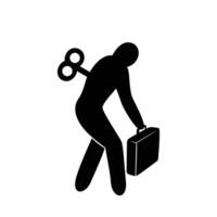 tired busy worker silhouette. overworked employee sign and symbol. vector