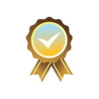 approved icon, checking quality sign and symbol. Medal with check mark for computer, web and mobile app. vector