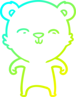 cold gradient line drawing of a happy cartoon bear png