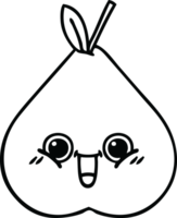 line drawing cartoon of a green pear png