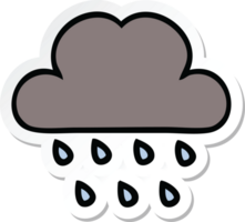 sticker of a cute cartoon storm rain cloud png