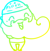 frío degradado línea dibujo de un contento hombre con barba y invierno sombrero png