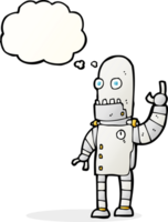 cartoon waving robot with thought bubble png