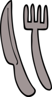 tecknad doodle kniv och gaffel png