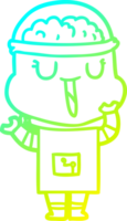 cold gradient line drawing of a happy cartoon robot png