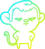 cold gradient line drawing of a cartoon monkey png