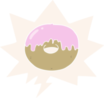 cartoon donut with speech bubble in retro style png