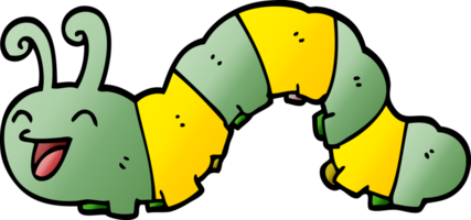 cartoon doodle laughing caterpillar png