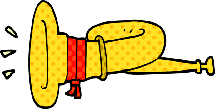 tecknad doodle curled horn instrument png