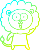 cold gradient line drawing of a happy cartoon lion png