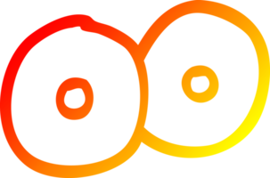 warm gradient line drawing of a cartoon staring eyes png