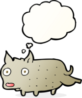 cartoon little dog cocking leg with thought bubble png