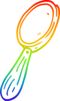 rainbow gradient line drawing of a cartoon magnifying glass png