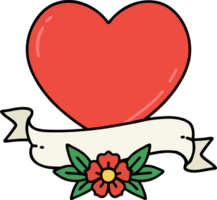 tattoo in traditional style of a heart and banner png