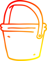 warm gradient line drawing of a cartoon bucket png