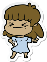 sticker of a cartoon angry girl png