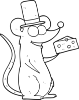 drawn black and white cartoon mouse with cheese png