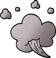 dessin animé doodle nuage sifflant png