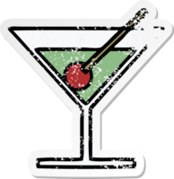 verontruste sticker van een leuke cartoon fancy cocktail png