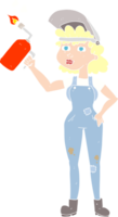 flat color illustration of woman welding png