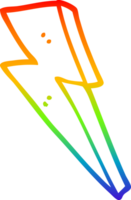 rainbow gradient line drawing of a cartoon lightning bolt png