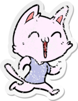 noodlijdende sticker van een happy cartoon kat png