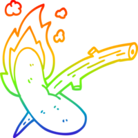 rainbow gradient line drawing of a cartoon hot dog png